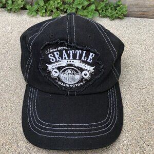 Vintage SNCO Seattle Emerald City Hat Men's Black Adjustable Cap 100% Cotton